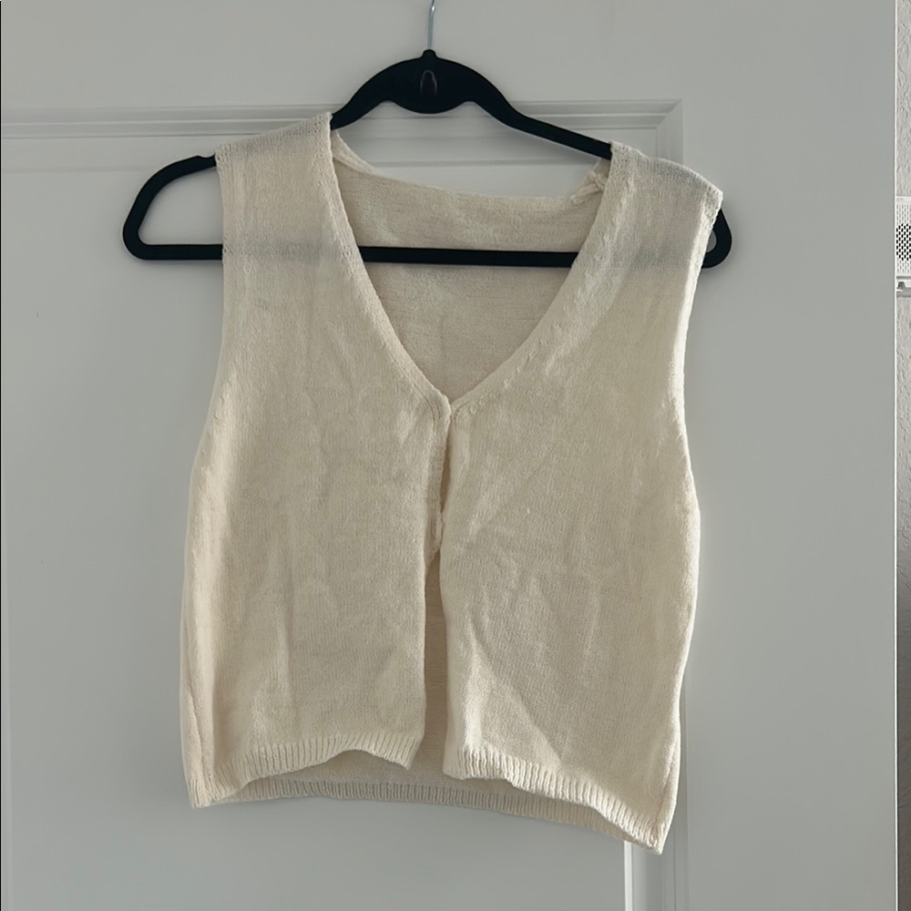 Cream Sleeveless Knit Top